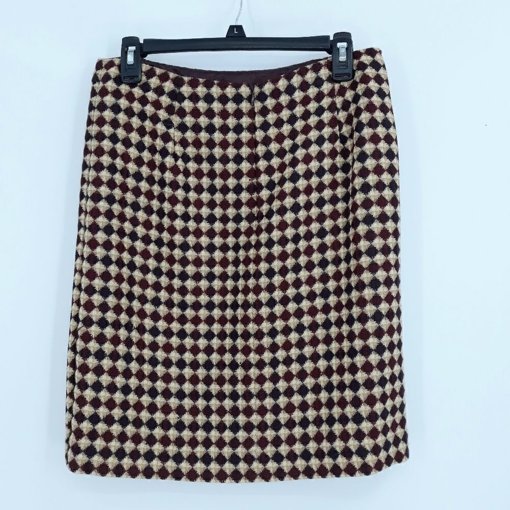 Vtg 80's Eddie Bauer Wool‎ Plaid Pencil Skirt Sz M Maroon Check Academia Grunge - Picture 7 of 10